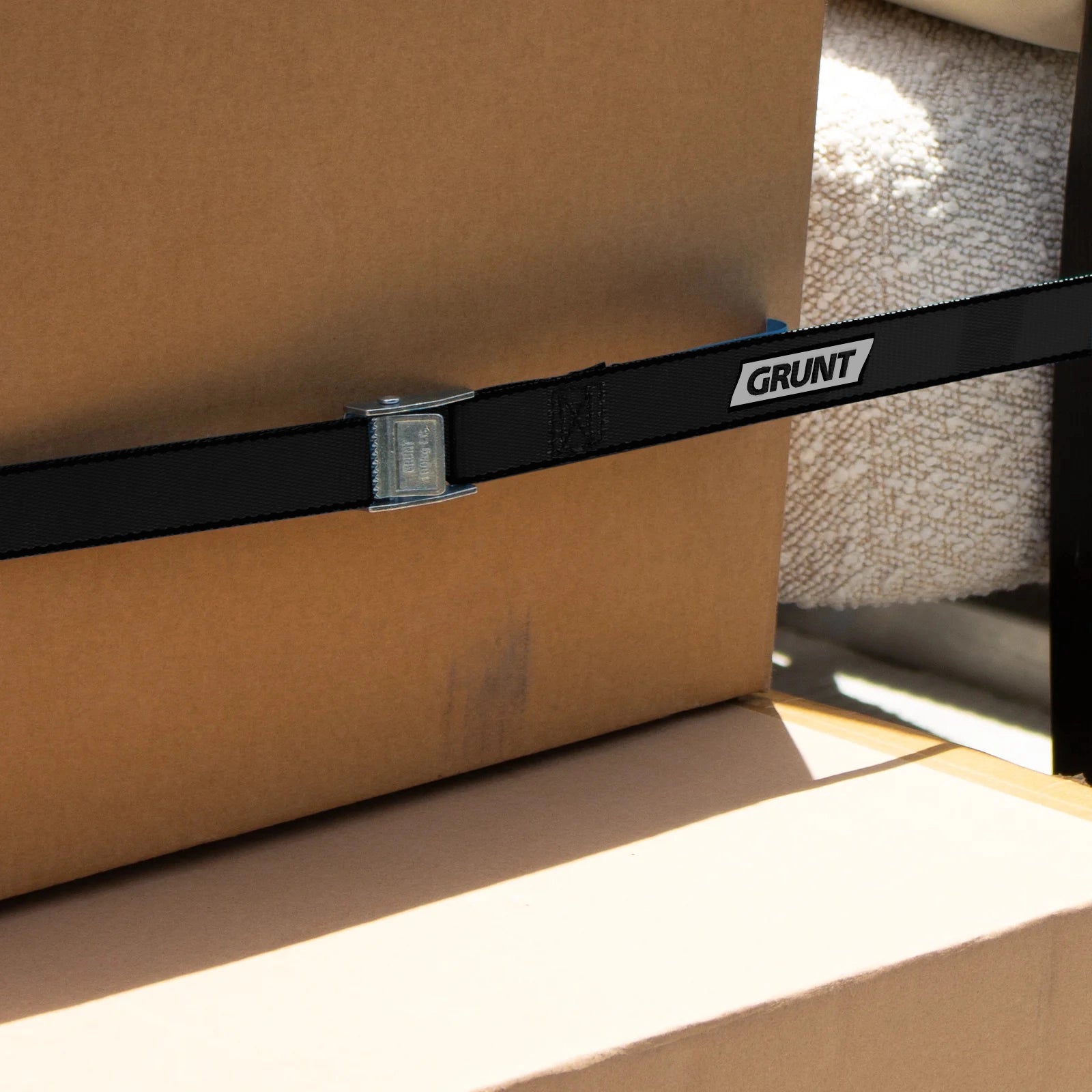 Grunt 25mm x 1m 100kg Black Pull Tie Down Strap - 2 Pack