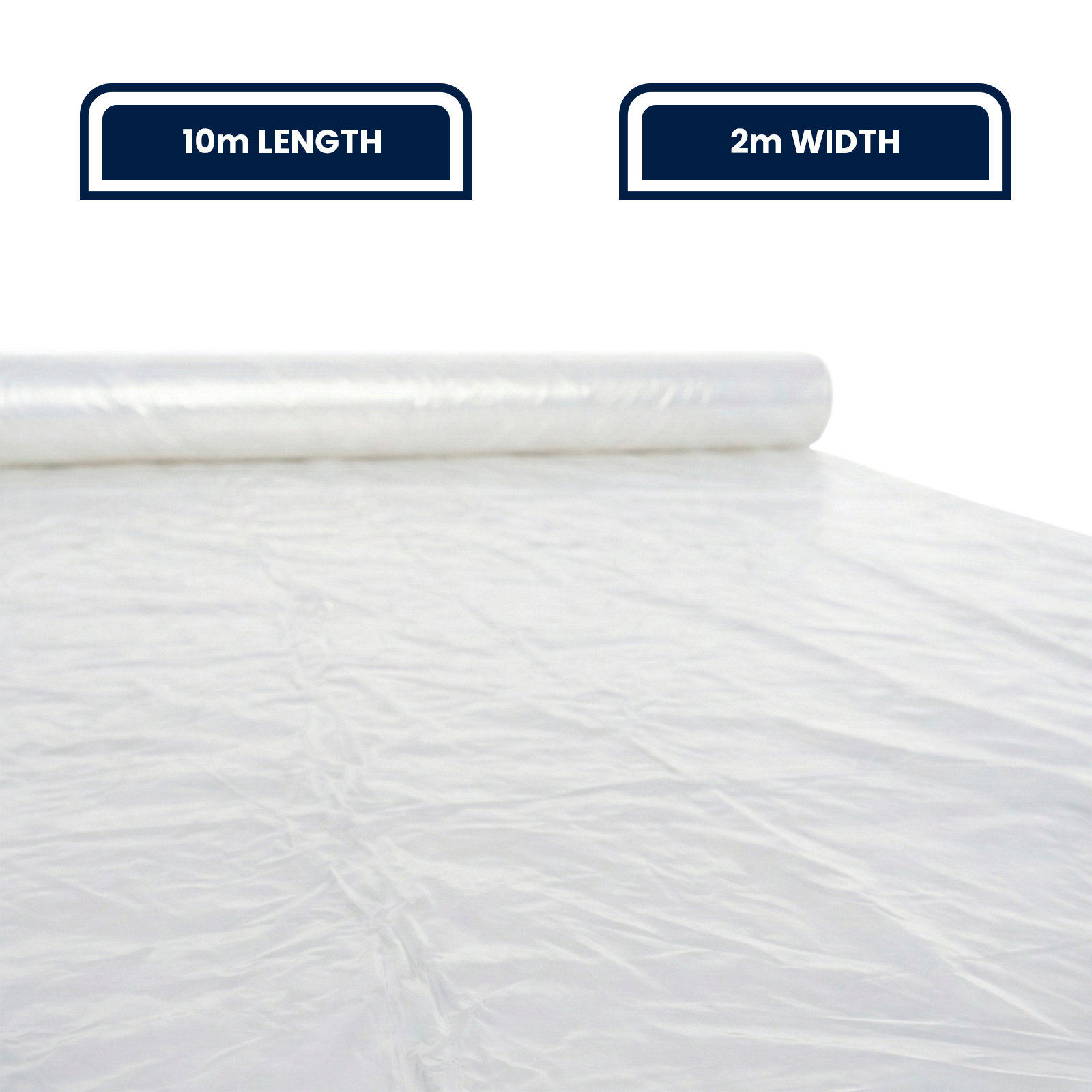 GRUNT 2m x 10m Clear 70um Multi Use Plastic Film – transparent builders film for greenhouse covers, dust protection, and general construction site use. Flexible, UV-resistant, and see-through. Available at Bunnings AU.