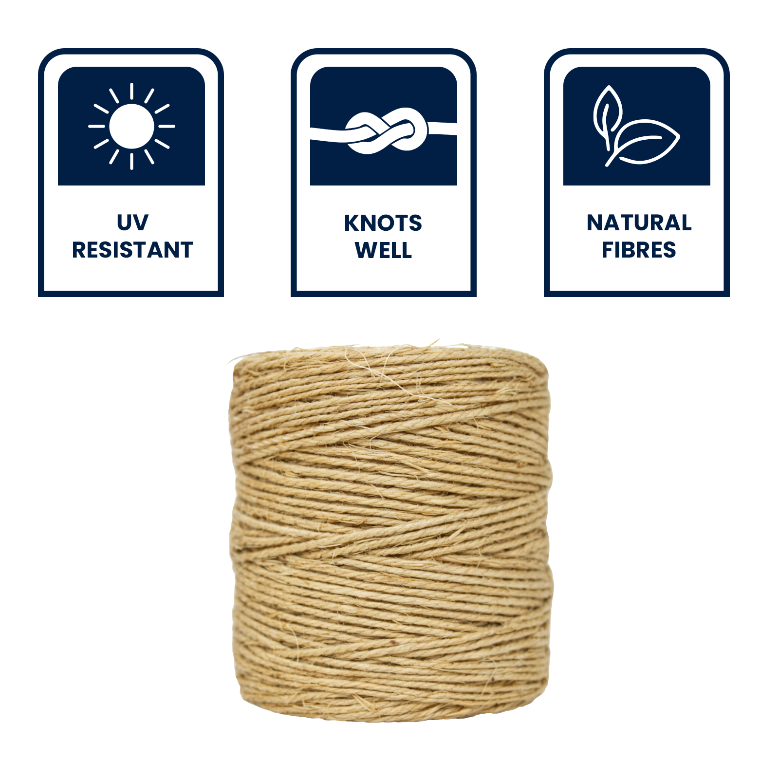 GRUNT 300m Natural Sisal Twine – bulk biodegradable sisal twine for garden, baling, craft, and packaging use. Eco-friendly, natural fibre construction. Available at Bunnings AU and NZ.