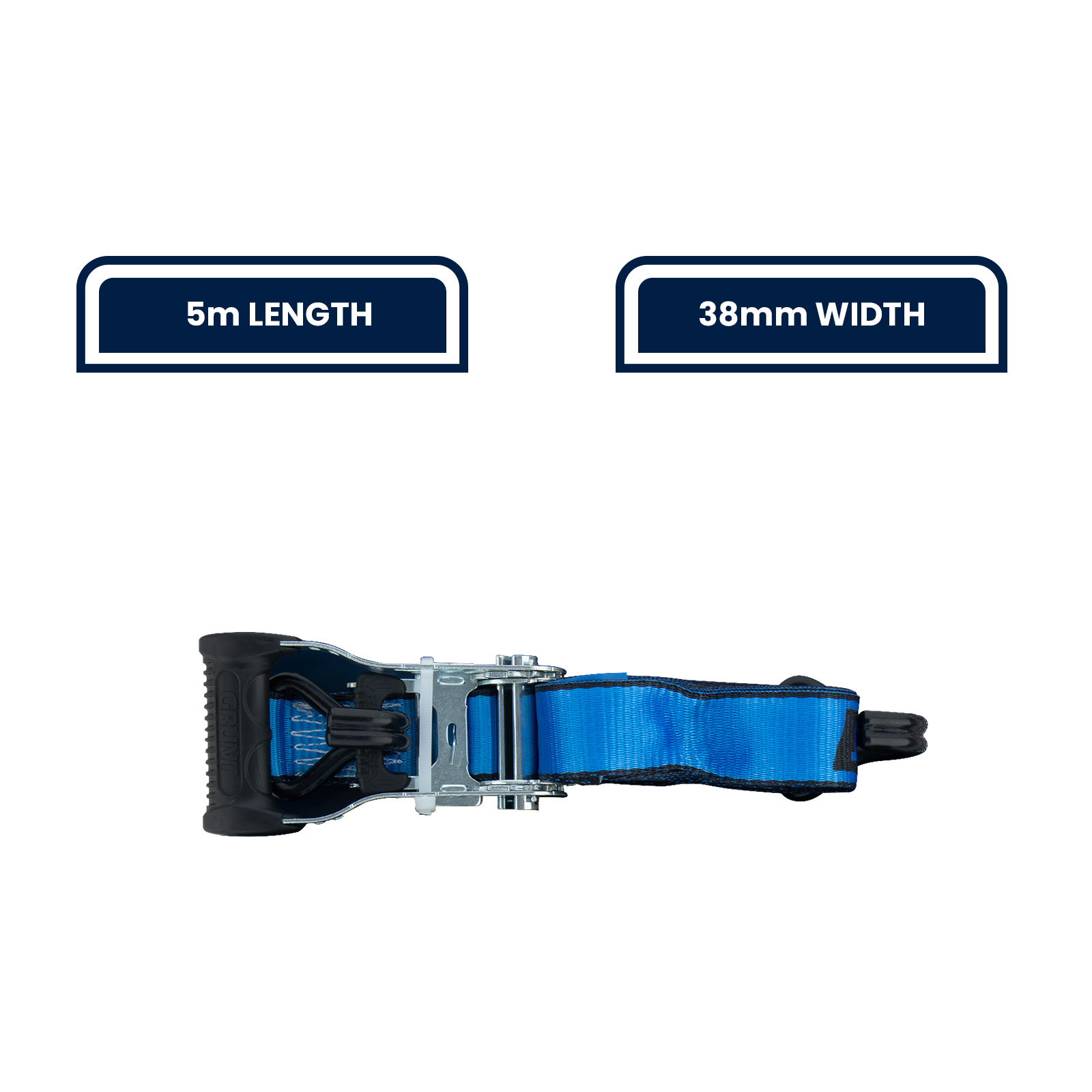GRUNT 38mm x 5m Ratchet Tie Down 4-Pack – value set of heavy-duty ratchet straps for securing furniture, equipment, and cargo on trailers and utes. High working load for professional transport. Available at Bunnings AU and NZ.