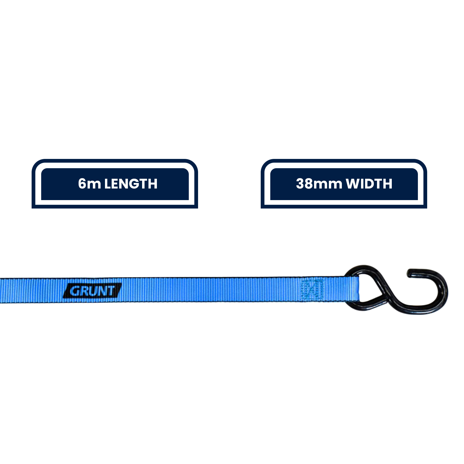 Grunt 38mm x 6m Blue Ratchet Tie Down 2 - Pack