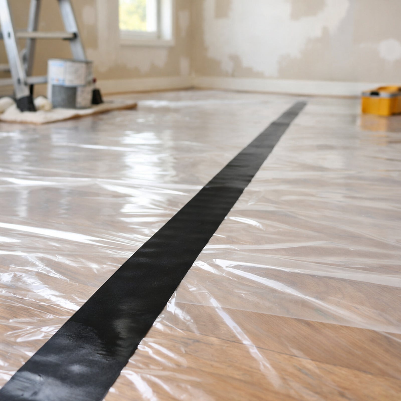 GRUNT 48mm x 30m Black Builders Film Joining Tape – heavy-duty self-adhesive tape for sealing and joining builders film, vapour barriers, and DPC membranes. UV-resistant and weatherproof. Available at Bunnings AU.