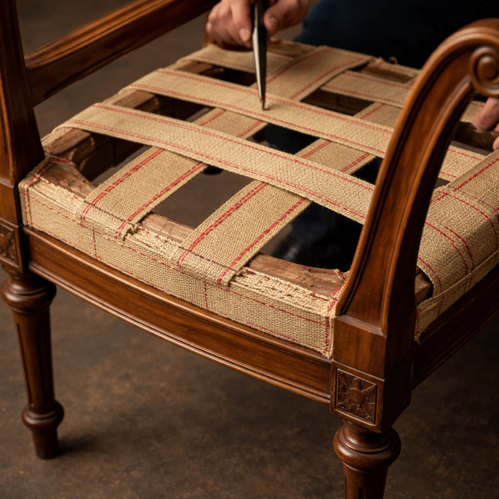 GRUNT 50mm x 25m Jute Webbing – wide natural jute webbing for heavy-duty upholstery, furniture restoration, and large-scale eco-friendly craft and décor projects. Biodegradable and sustainable. Available at Bunnings AU and NZ.