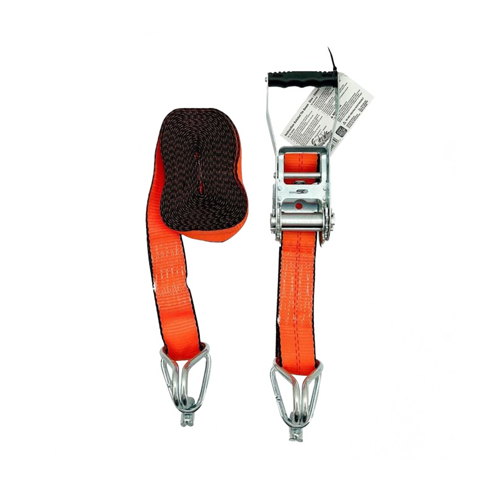 GRUNT 50mm x 8m Orange Heavy Duty Ratchet Tie Down – extra-wide long-length ratchet strap for securing heavy loads, vehicles, and machinery. High working load for professional transport. Available at Bunnings AU and NZ.