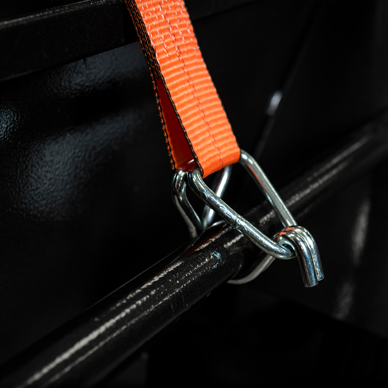 GRUNT 50mm x 8m Orange Heavy Duty Ratchet Tie Down – extra-wide long-length ratchet strap for securing heavy loads, vehicles, and machinery. High working load for professional transport. Available at Bunnings AU and NZ.