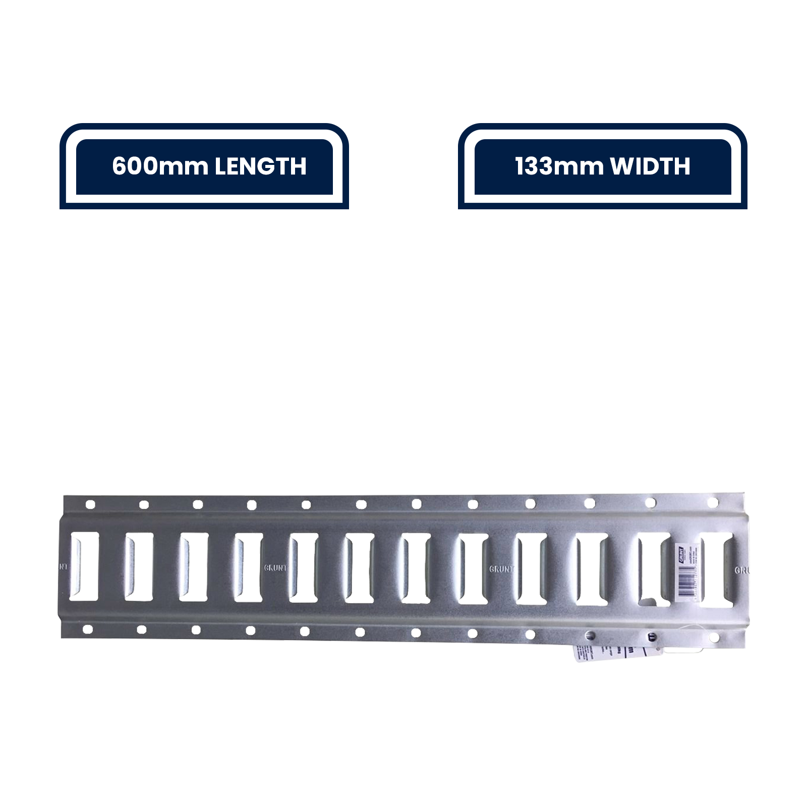 GRUNT 600mm Silver E Track Tie Down Rail – standard-length E-Track rail for trailer and van cargo control. Compatible with all E-Track fittings and accessories for flexible load securing. Available at Bunnings AU.
