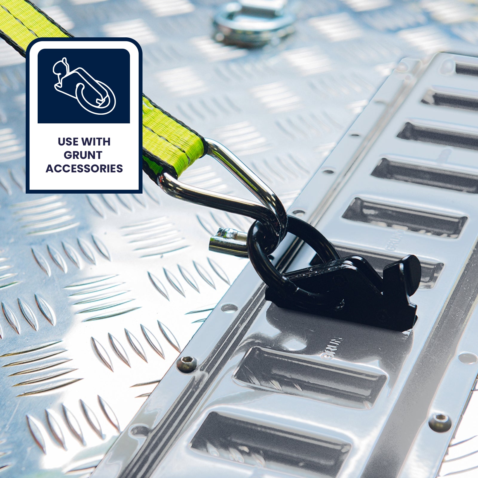 GRUNT 600mm Silver E Track Tie Down Rail – standard-length E-Track rail for trailer and van cargo control. Compatible with all E-Track fittings and accessories for flexible load securing. Available at Bunnings AU.
