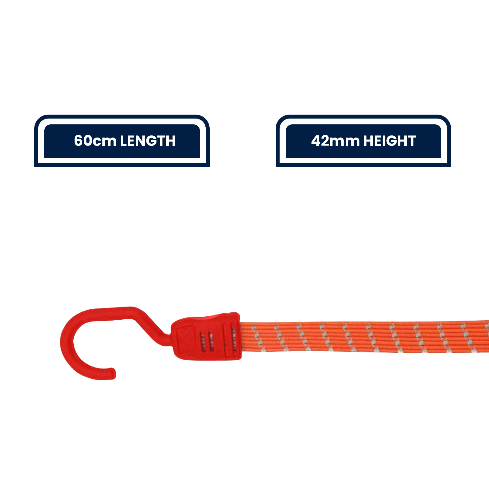 GRUNT 60cm Fluro Green Reflecta Flat Bungee Strap – high-visibility flat bungee strap for securing loads on bikes, trailers, and racks. Reflective threads for night-time safety visibility. Available at Bunnings AU and NZ.