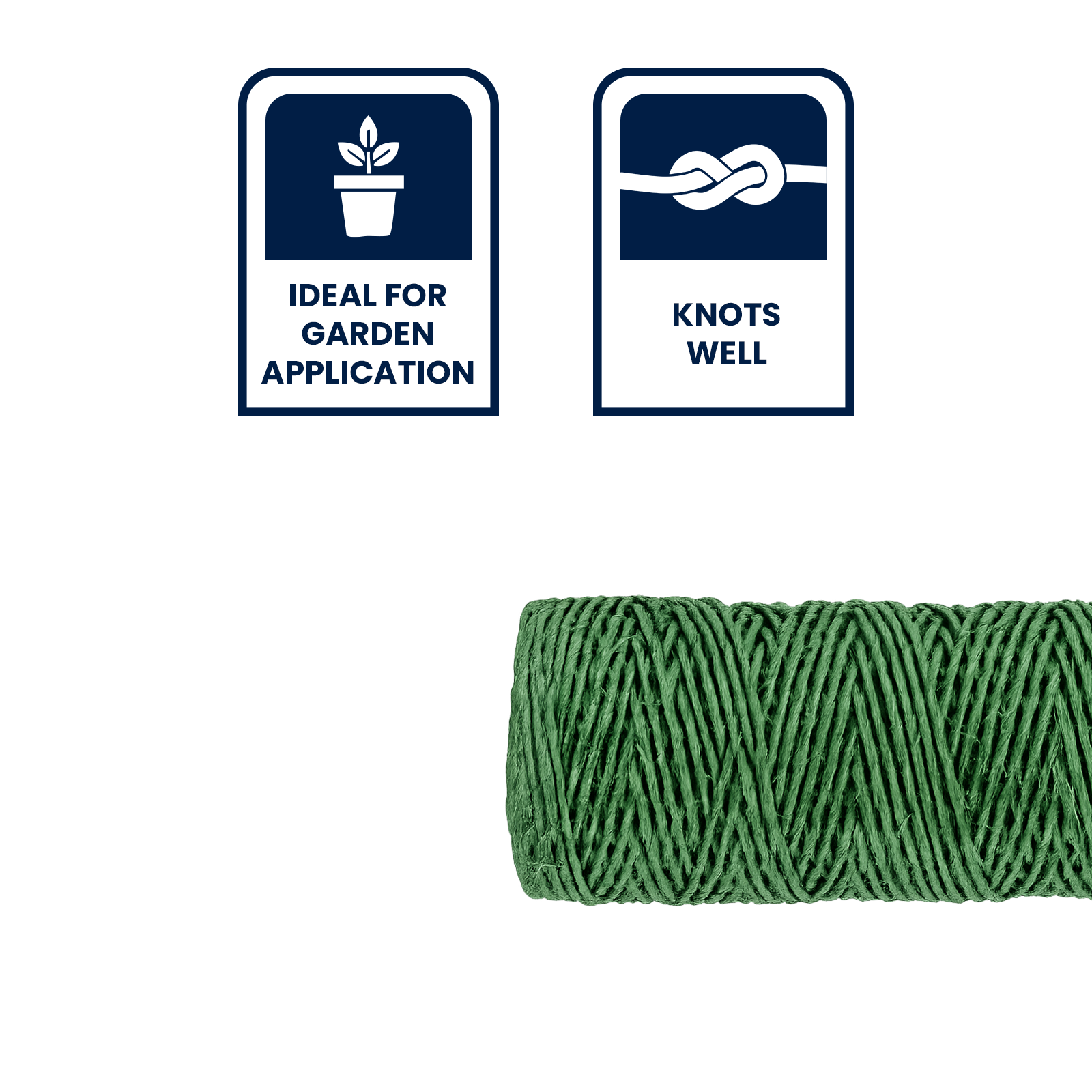 GRUNT 60m Dark Green Sisal Twine – natural biodegradable sisal twine for garden plant support, staking, and eco-friendly tying tasks. Blends naturally with garden foliage. Available at Bunnings AU and NZ.