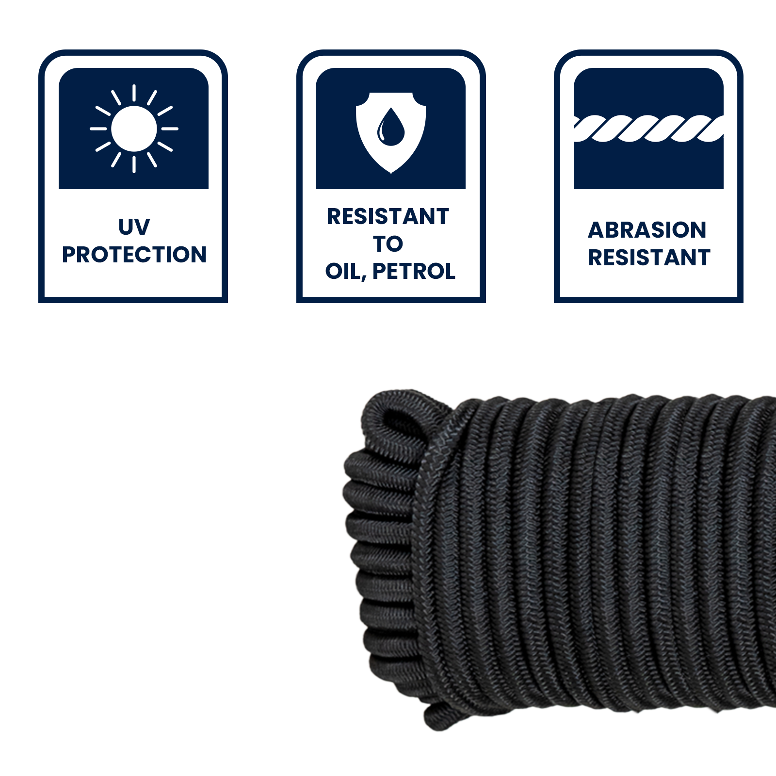 GRUNT 6mm x 20m Black Shock Cord – medium-thick elastic bungee cord for heavy-duty load securing, tarp tie-downs, and marine use. Strong stretch and recovery. Available at Bunnings AU and NZ.