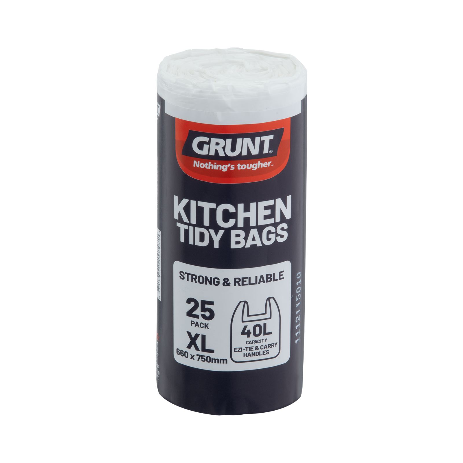 GRUNT 40L White Extra Large Kitchen Tidy Bags 25-Pack – oversized white bin liners for large kitchen bins and office bins. Strong, clean, and leak-resistant for high-volume waste. Available at Bunnings AU.