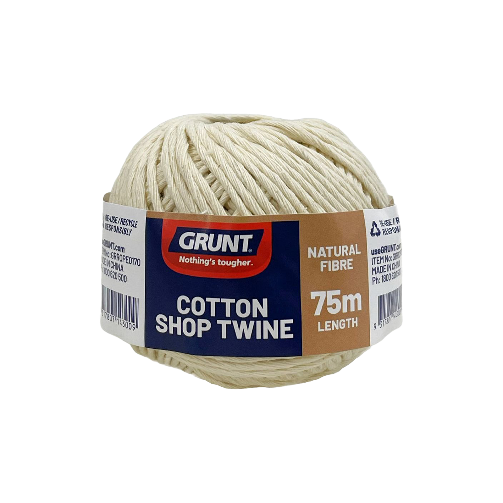 GRUNT 75m Natural Fibre Cotton Shop Twine – soft, biodegradable cotton twine for packaging, tying, crafts, and garden use. Eco-friendly and versatile. Available at Bunnings AU and NZ.