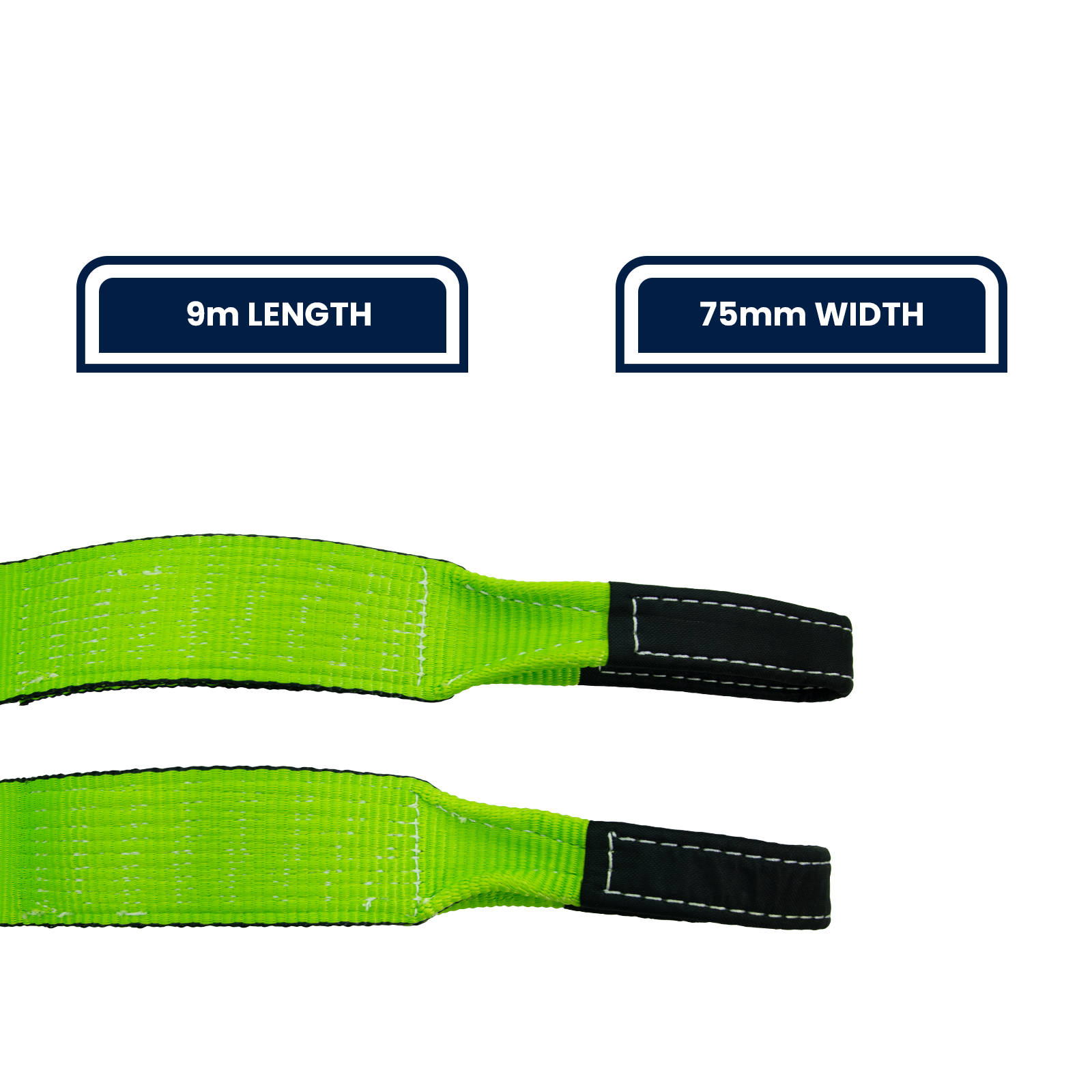 GRUNT 75mm x 9m Green Recovery Strap – 10000kg 4WD recovery strap for vehicle extraction from mud, sand, and off-road terrain. Heavy-duty nylon construction for safe and efficient recovery. Available at Bunnings AU and NZ.
