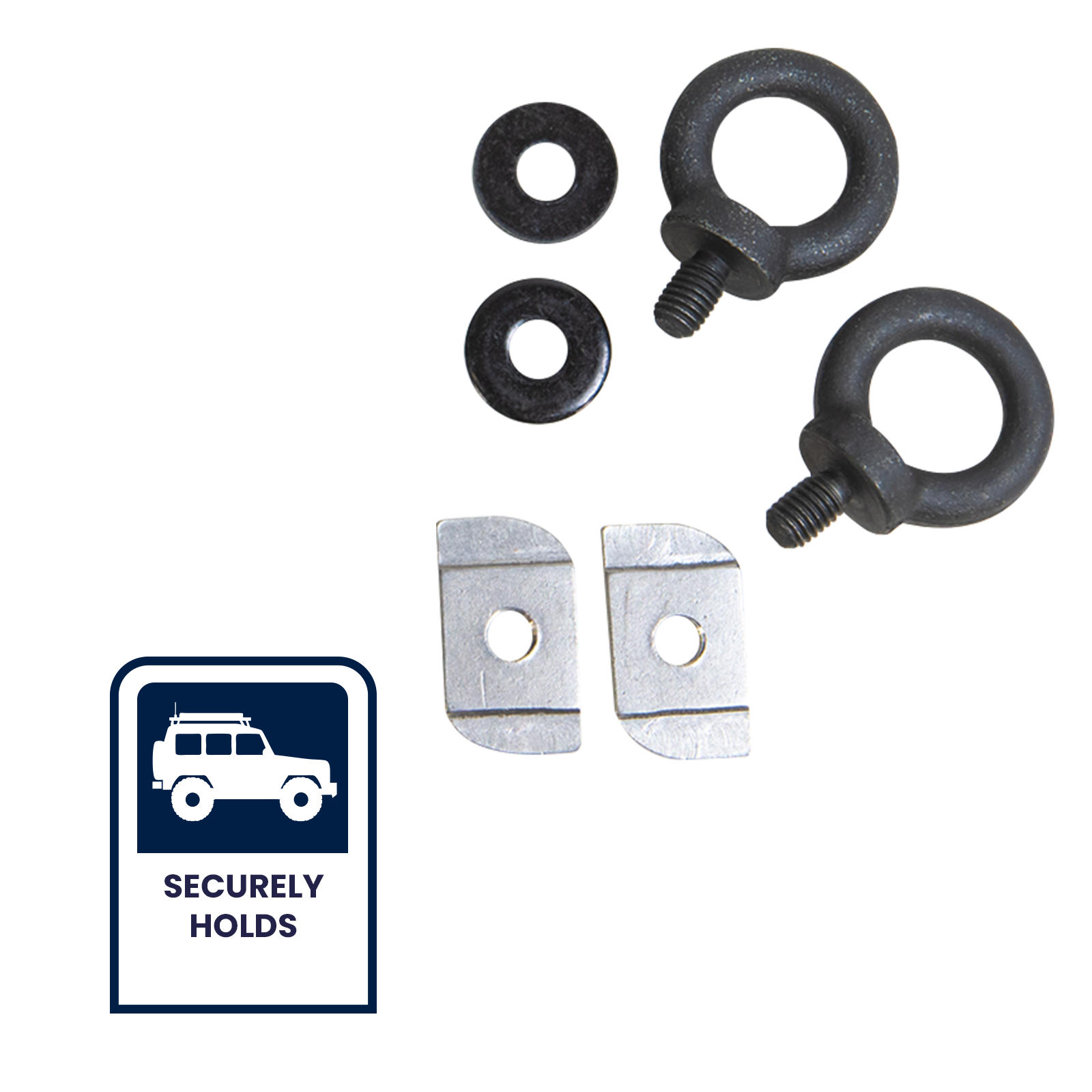 GRUNT 78mm Black Universal T Slot Eye Bolts 2-Pack – heavy-duty T-slot eye bolts for ute tray, roof rack, and cargo rail anchor points. Universal fit for standard T-slot tracks. Available at Bunnings AU and NZ.