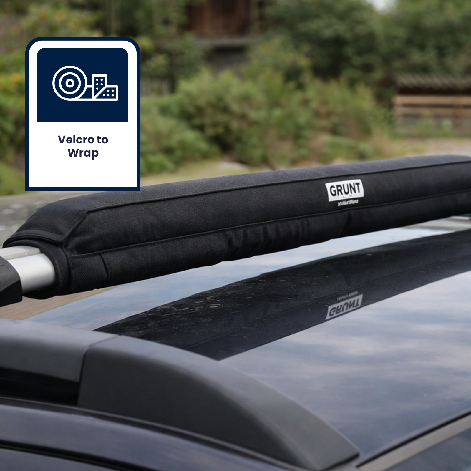 GRUNT 800mm Large Black Cargo Protector – extra-long padded edge protector for tie-down straps on large cargo items. Prevents strap abrasion and protects load surfaces during heavy transport. Available at Bunnings AU and NZ.