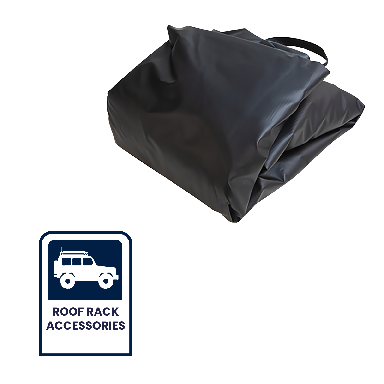 GRUNT 86cm x 41cm Black Roof Cargo Bag – weatherproof soft-shell roof bag for extra storage on road trips and camping. Fits most roof racks and cross bars. Water-resistant and aerodynamic design. Available at Bunnings AU and NZ.
