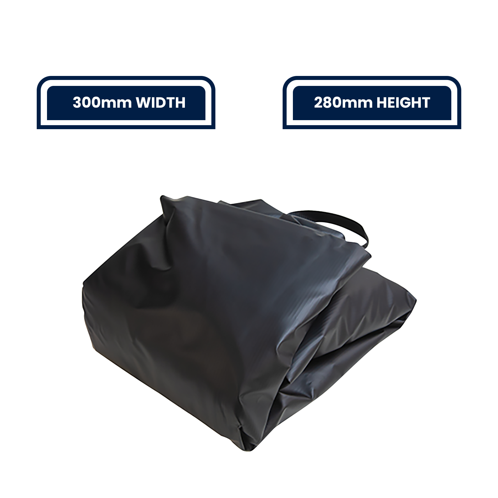 GRUNT 86cm x 41cm Black Roof Cargo Bag – weatherproof soft-shell roof bag for extra storage on road trips and camping. Fits most roof racks and cross bars. Water-resistant and aerodynamic design. Available at Bunnings AU and NZ.
