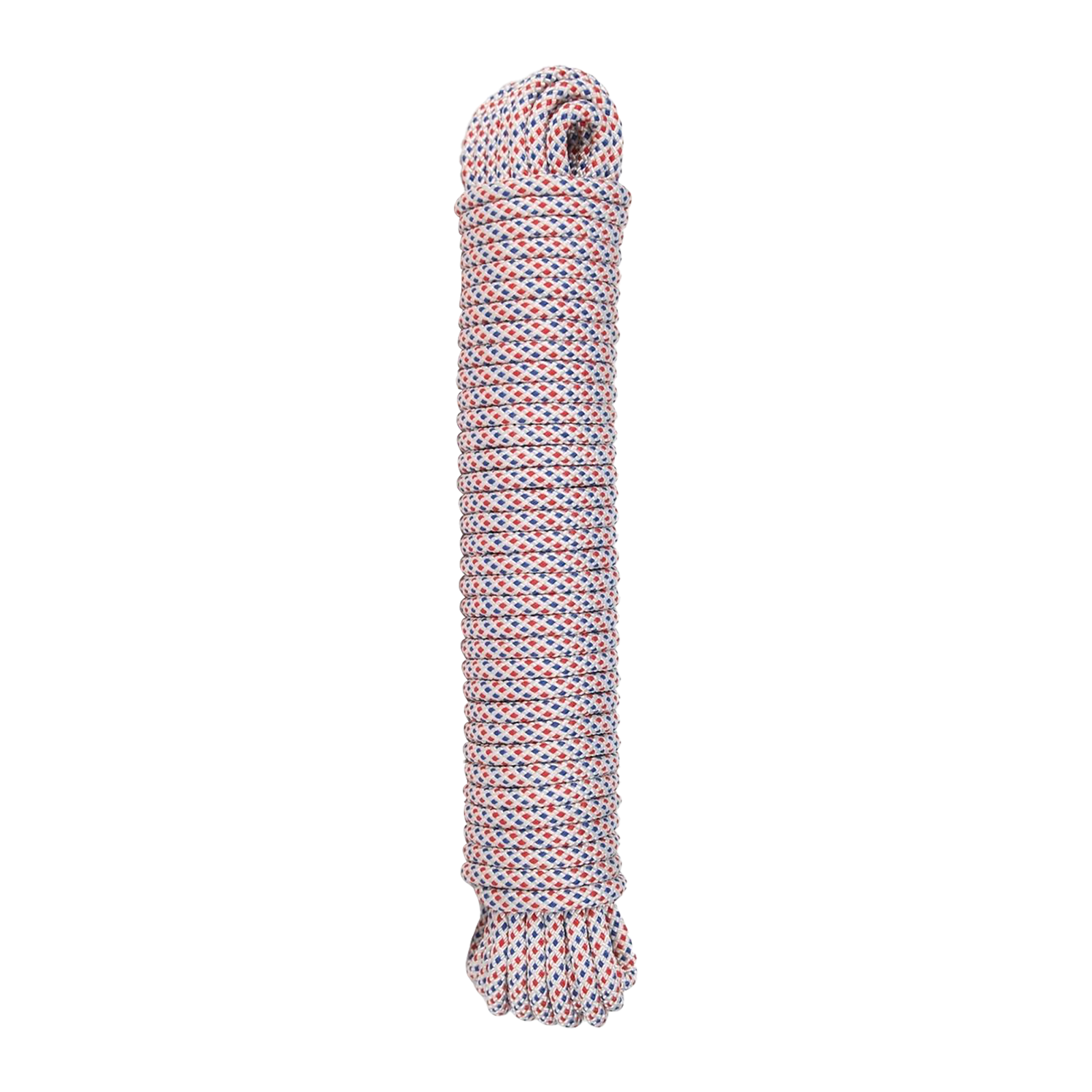 GRUNT 8mm x 20m White with Blue and Red Tracer Tradie Rope – 1000kg rated tradie rope for heavy-duty securing, towing, and load restraint. High-visibility tracer strands for easy identification on site. Available at Bunnings NZ.