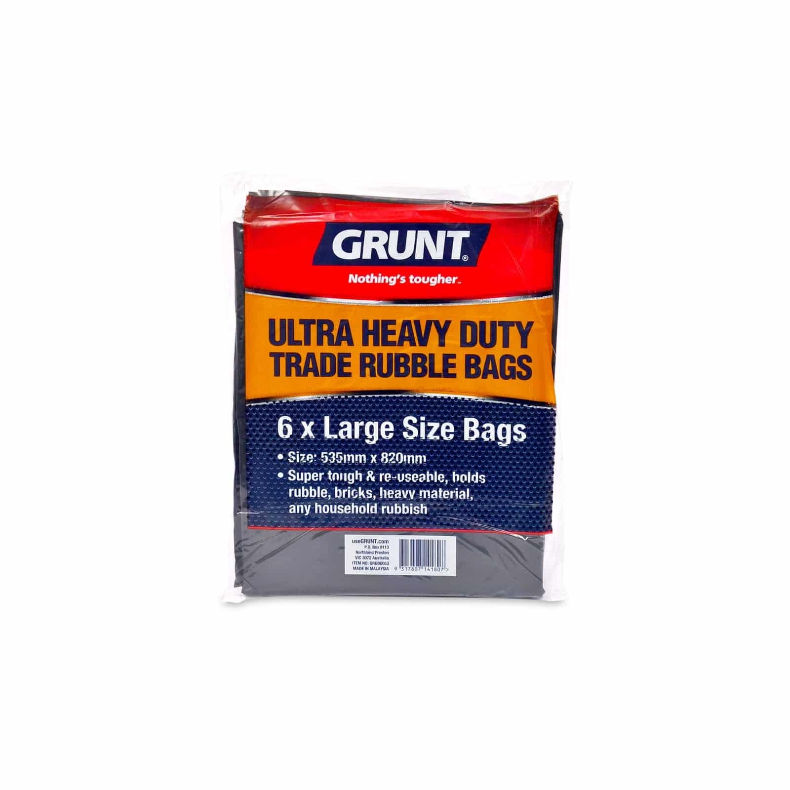 6 Pack Tough Reusable Garden Grunt Large Ultra Heavy Duty Trade Rubble Bags 