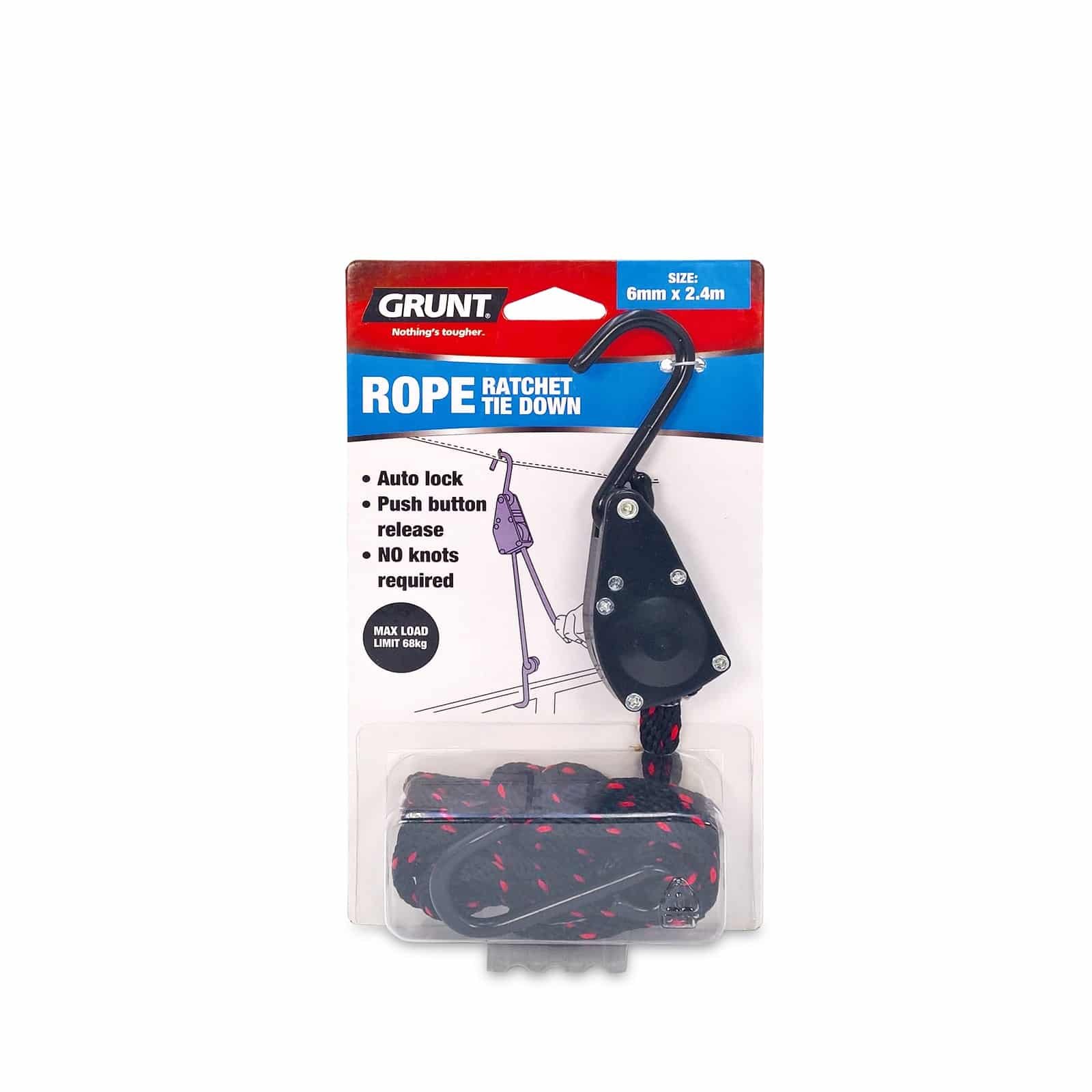 GRUNT 6mm x 240cm Rope Ratchet Tie Down – GRUNT